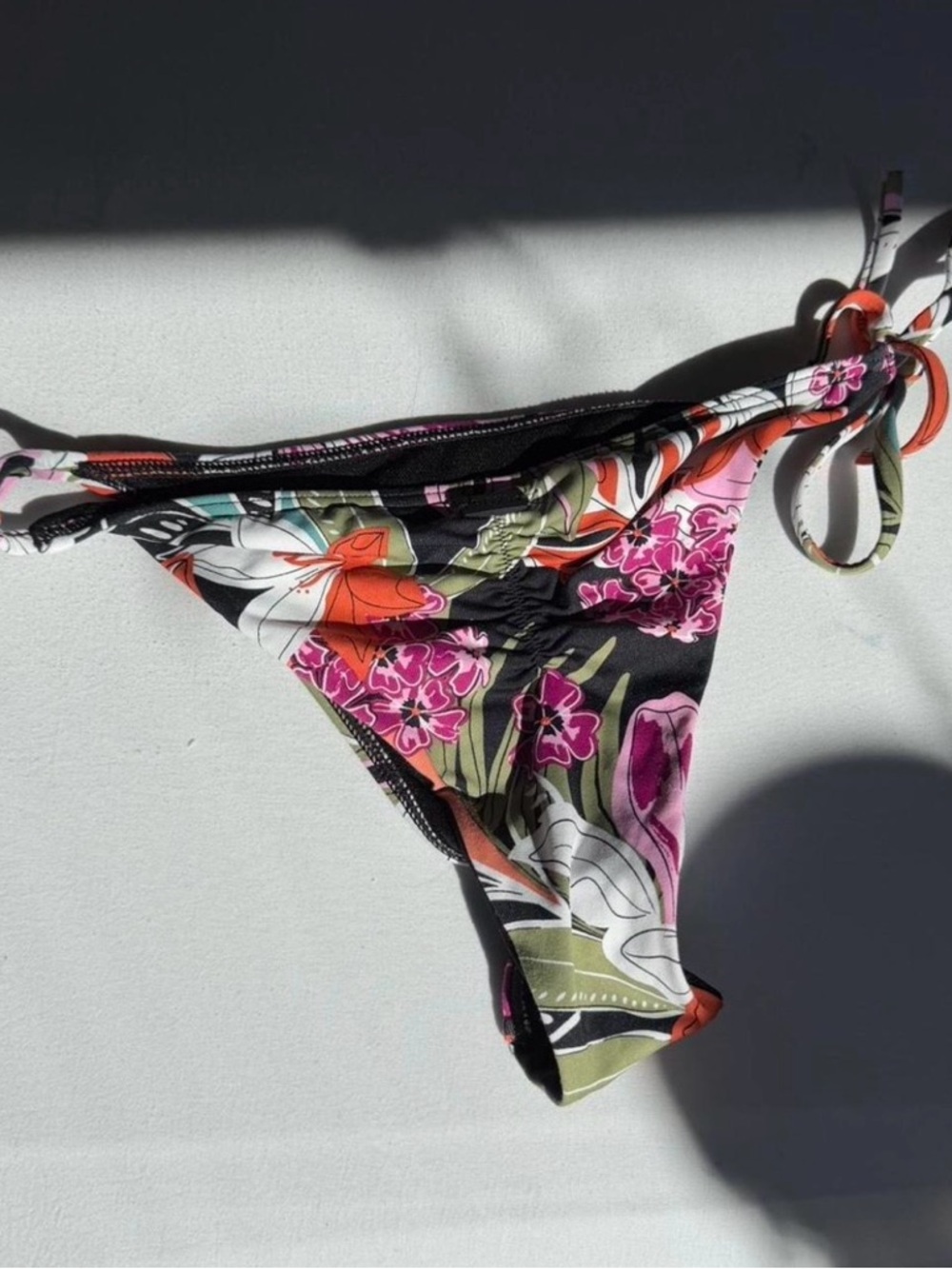 Roxy Black Multi Floral Tie-Side Bikini Bottom